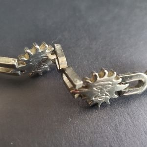 Solid sterling Silver 925 Taxco Mexico Sun Face Celestial Link Bracelet